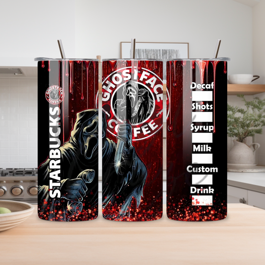 Ghost Face Startbucks, 20oz Tumbler
